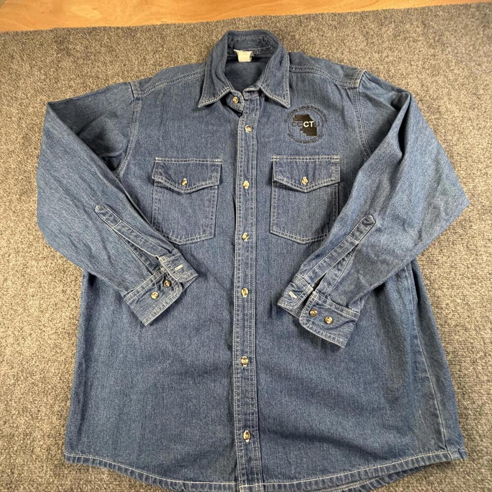 Tyca Mens Large Denim Shirt Jacket Blue CCCTU Union Made in USA‎ 1389